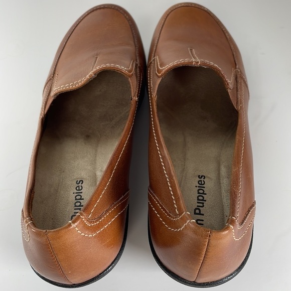 Leather Tan Hush Puppies Slip On Shoes - Picture 10 of 11